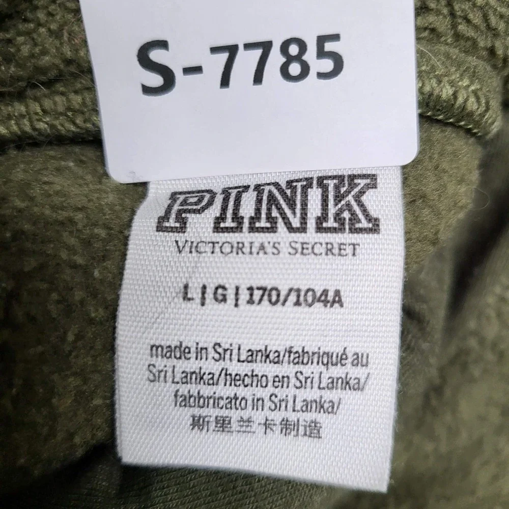 PINK Victoria's Secret‎ Women Jacket L Olive Green Fleece Reversible